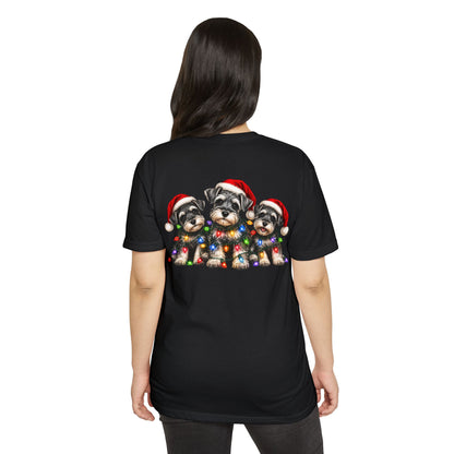 Christmas Schnauzer Puppies T-Shirt – Cute Santa Hat Dog Holiday Tee