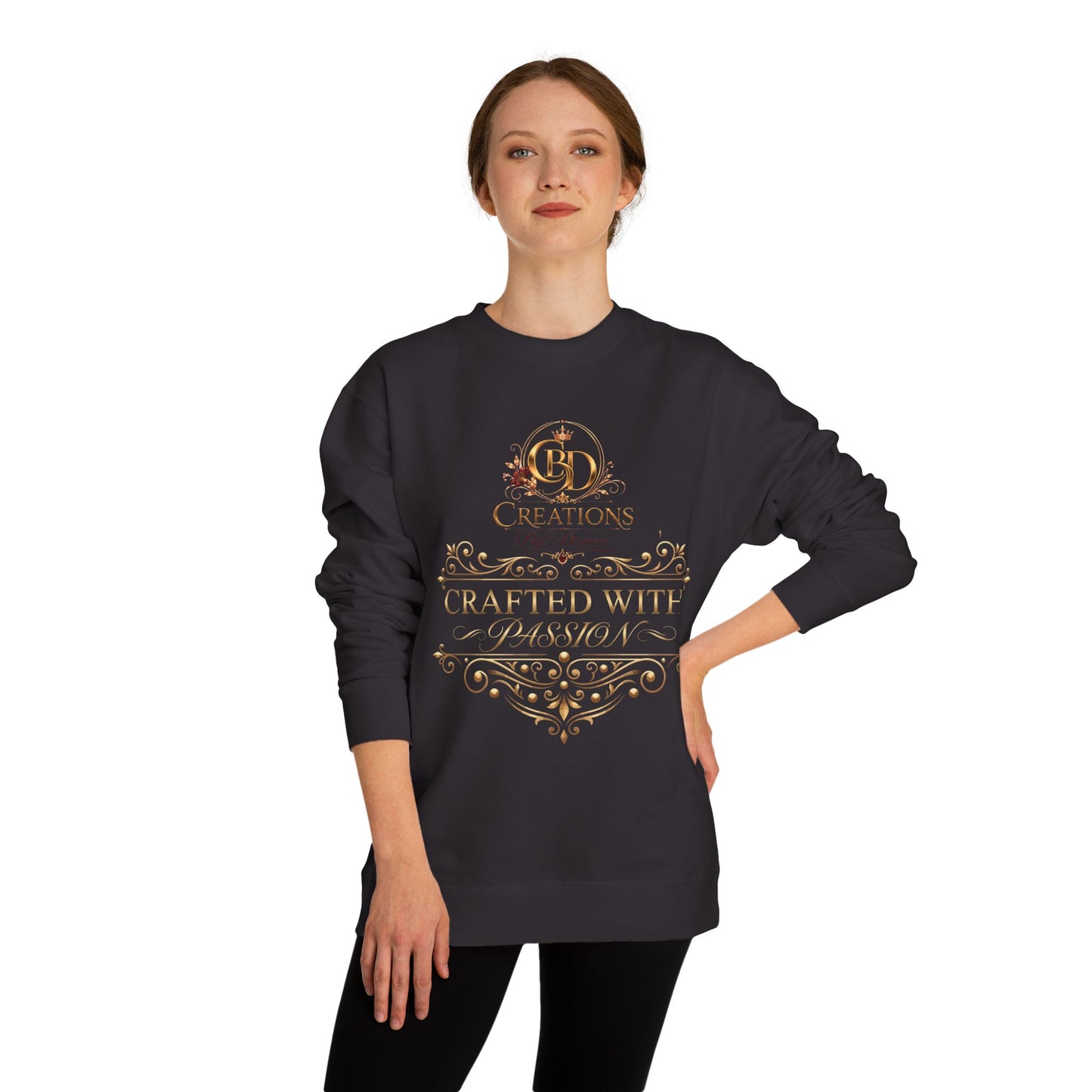 Crewneck Sweatshirt — “Crafted With Passion” Elegant Logo Pullover