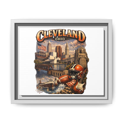 Cleveland Ohio Collage Framed Canvas Print