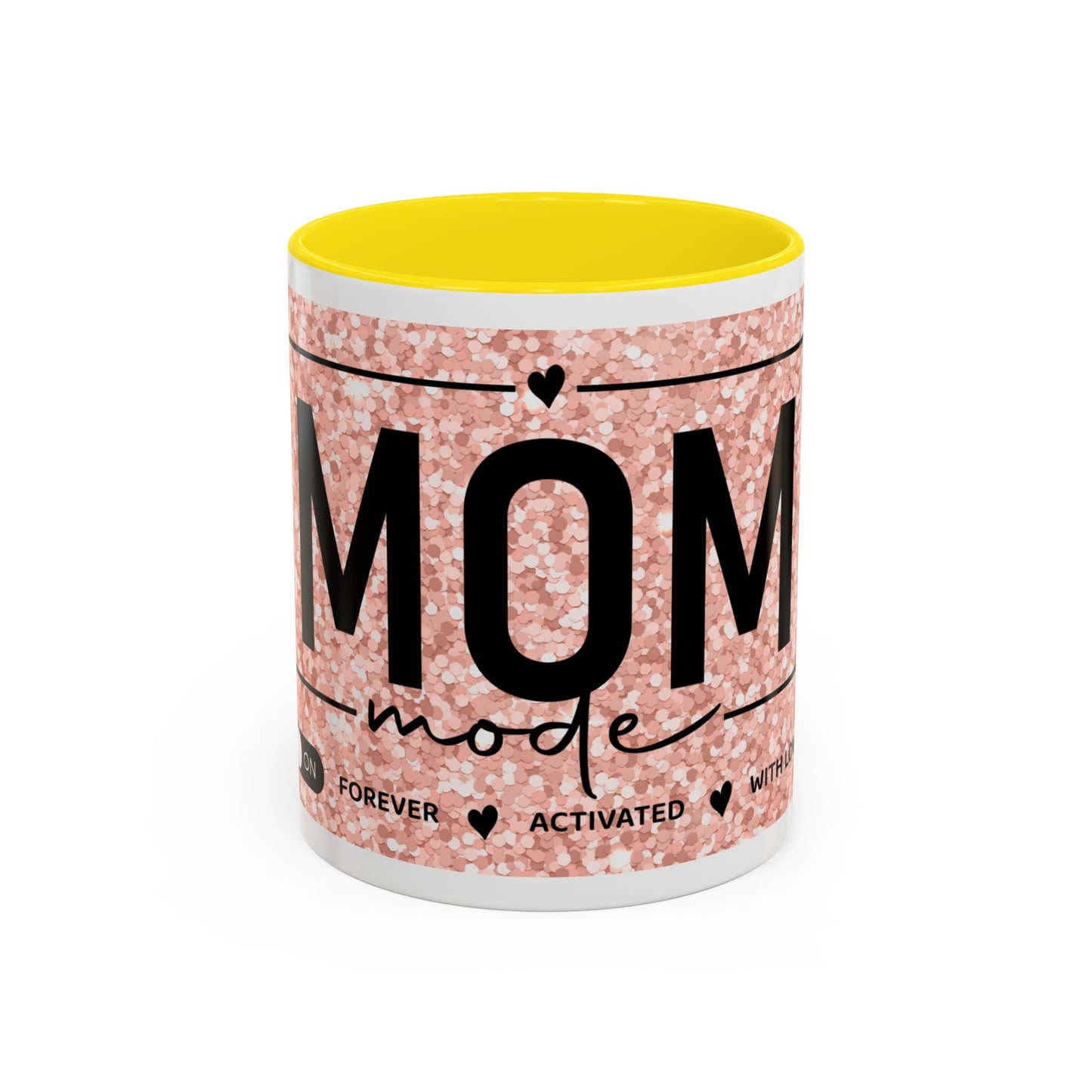 Mom Mode Glitter Accent Coffee Mug – 'Mom Mode' Rose Gold Sparkle (11/15oz)