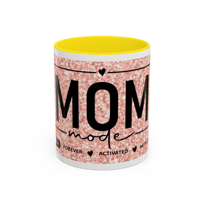 Mom Mode Glitter Accent Coffee Mug – 'Mom Mode' Rose Gold Sparkle (11/15oz)