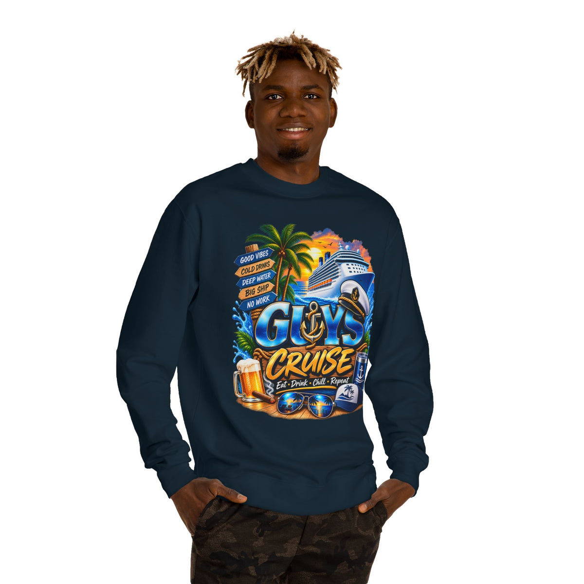 Guys Cruise Sweatshirt – Men’s Cruise Vacation Graphic Crewneck