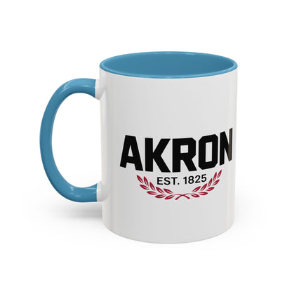 Akron Est. 1825 Accent Coffee Mug — Vintage City Pride Ceramic Mug