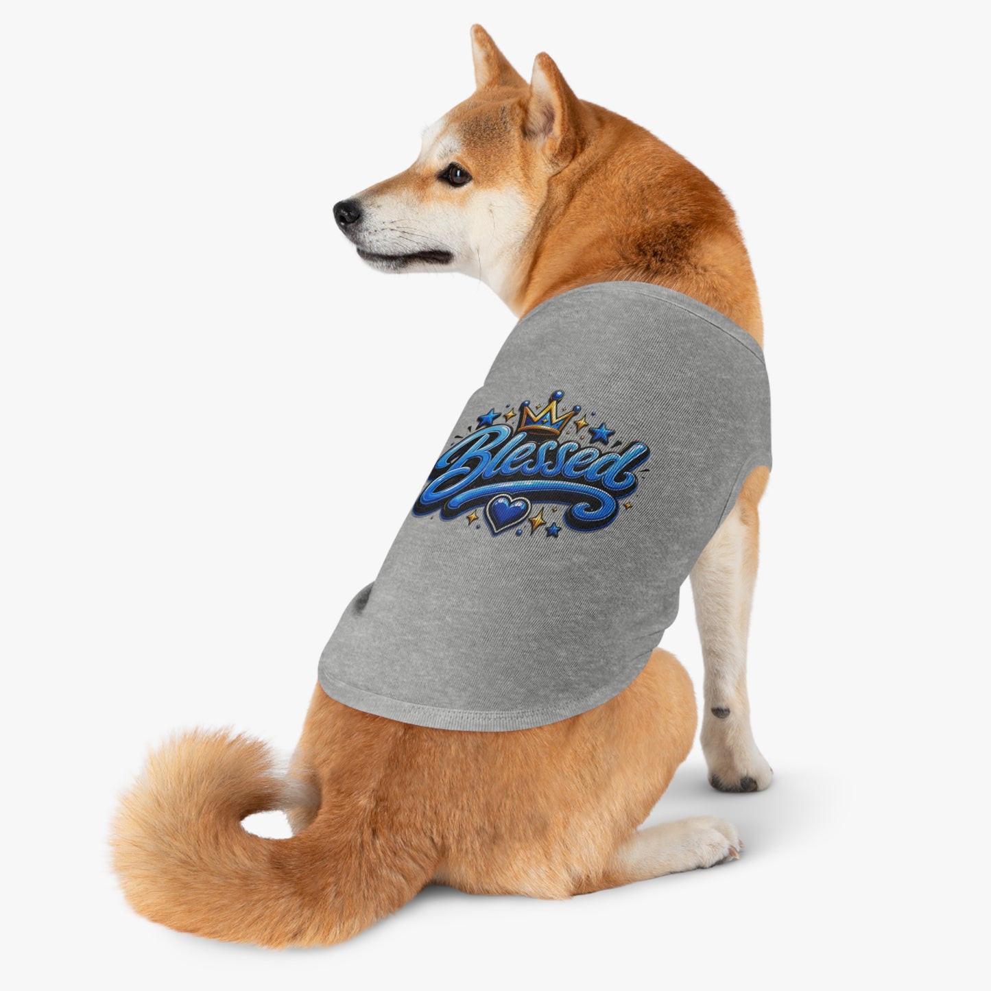 Blessed Pet Tank Top - Blue Crown & Heart Puppy Shirt