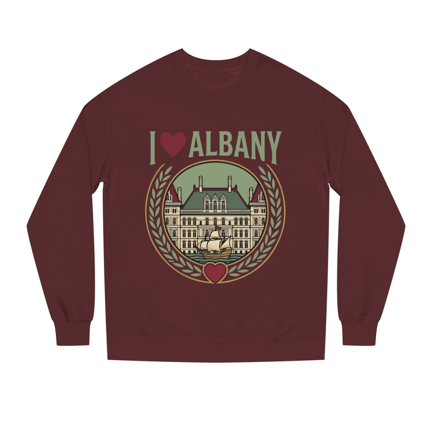 Albany Heart Crewneck Sweatshirt — I  Albany City Landmark Design