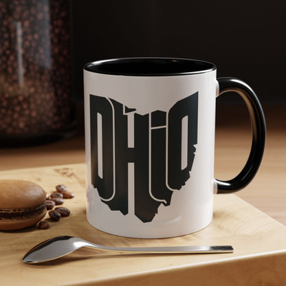 Ohio State Outline Accent Coffee Mug – Black Handle & Interior