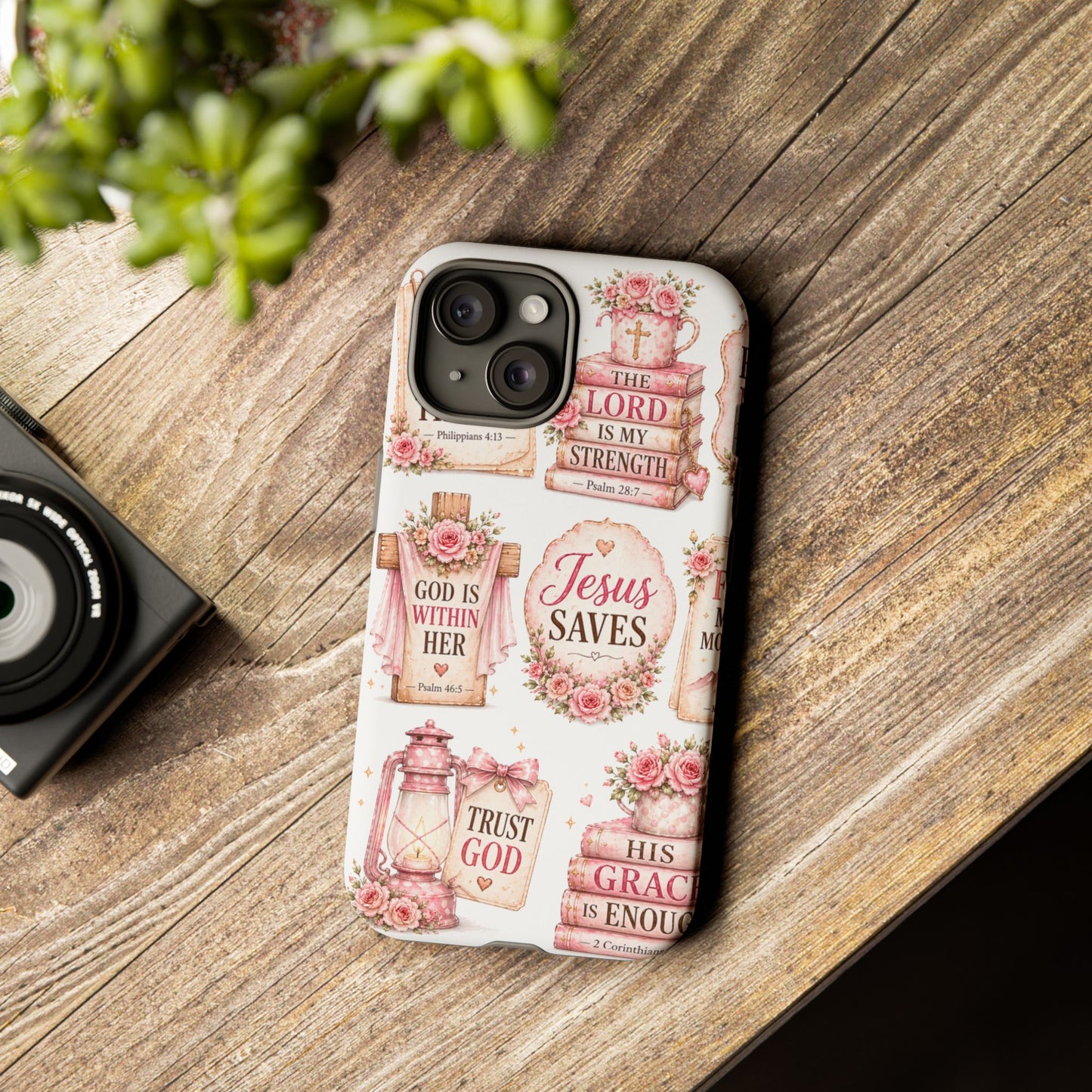Faith Phone Case — 'Jesus Saves' Floral Christian Scripture iPhone Case