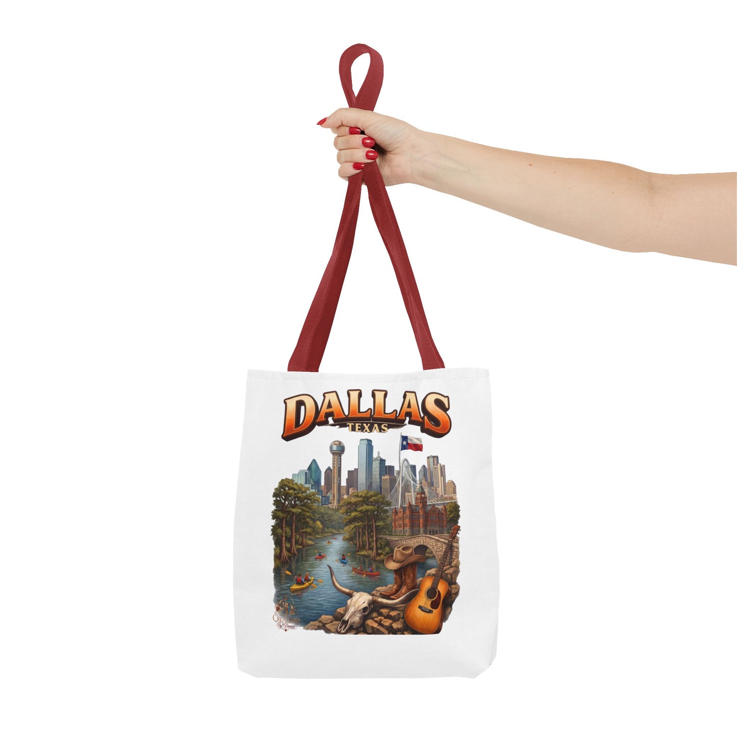 Dallas Texas Scenic Tote Bag – City Skyline & Guitar Souvenir Tote