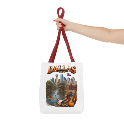 Dallas Texas Scenic Tote Bag – City Skyline & Guitar Souvenir Tote