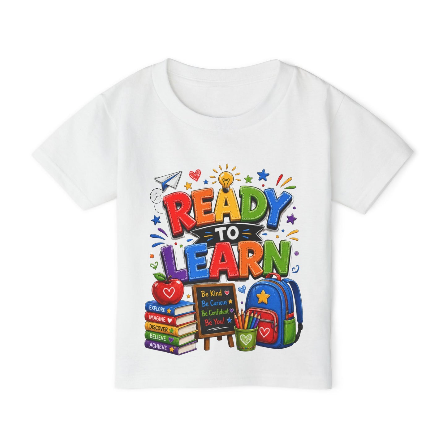 Toddler T-Shirt — "Ready to Learn" Colorful Back-to-School Design