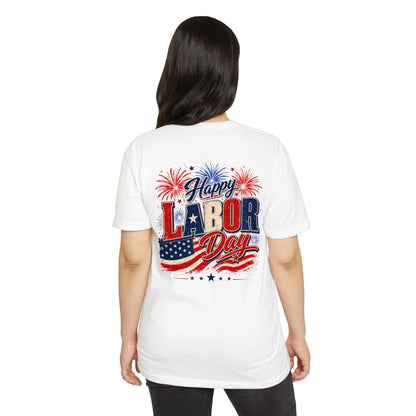 Labor Day T-Shirt — "Happy Labor Day" Patriotic Fireworks Tee