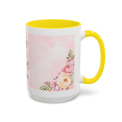 She is Mom Floral Accent Coffee Mug – ‘She is strong, loving, selfless and beautiful’ Gift for Mother’s Day