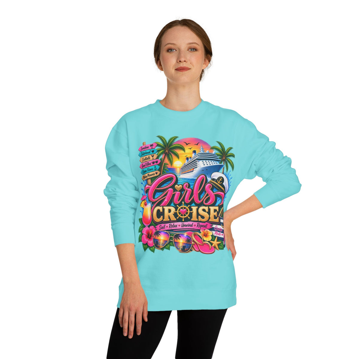 Girls Cruise Sweatshirt — Tropical Bachelorette/Group Vacation Crewneck