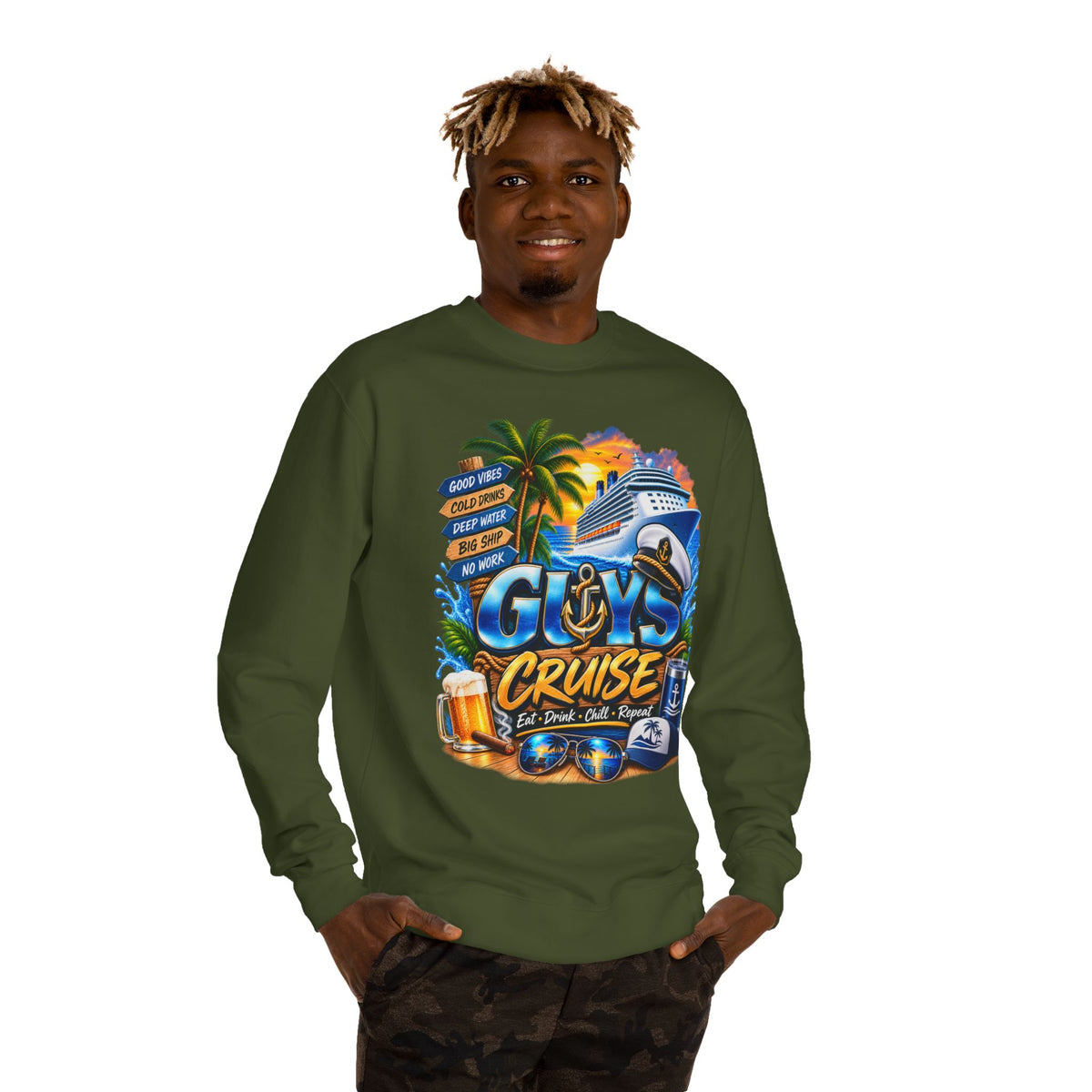 Guys Cruise Sweatshirt – Men’s Cruise Vacation Graphic Crewneck