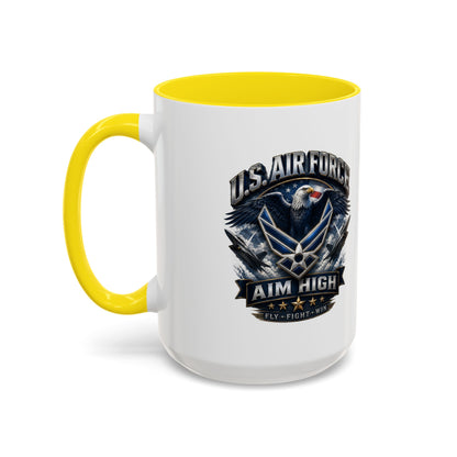 U.S. Air Force Accent Coffee Mug — Aim High Eagle Design (11/15 oz)