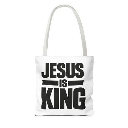 Jesus Is King Tote Bag - Christian Faith Canvas Grocery & Church Book Bag