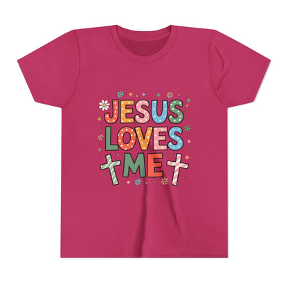 Youth Tee — "Jesus Loves Me" Colorful Christian Kids T-Shirt
