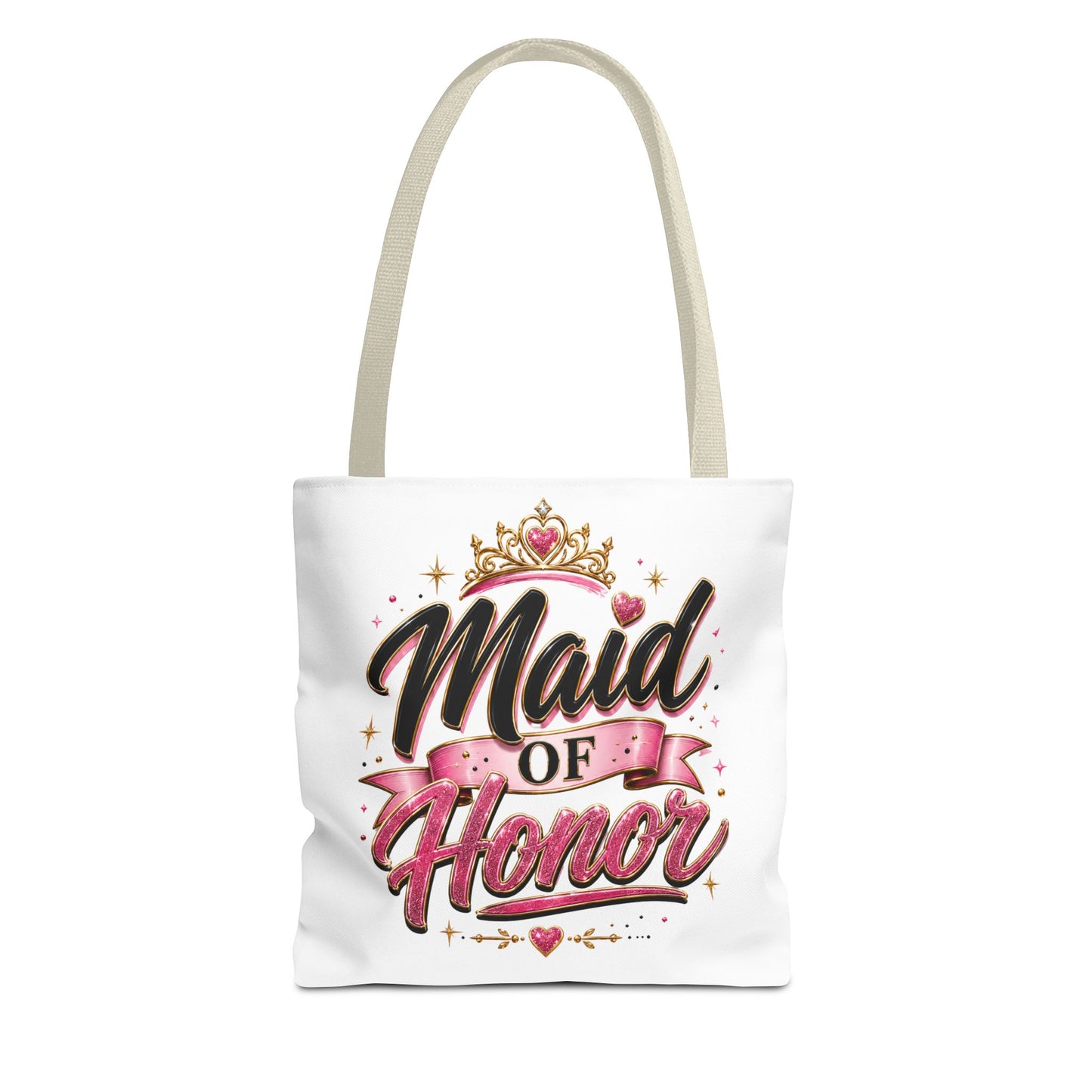 Maid of Honor Tote Bag — Pink Crown Bridal Party Tote for Weddings & Bachelorette