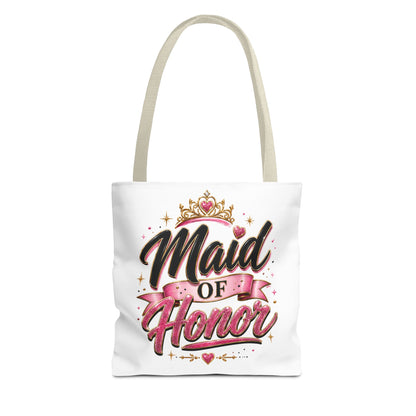 Maid of Honor Tote Bag — Pink Crown Bridal Party Tote for Weddings & Bachelorette