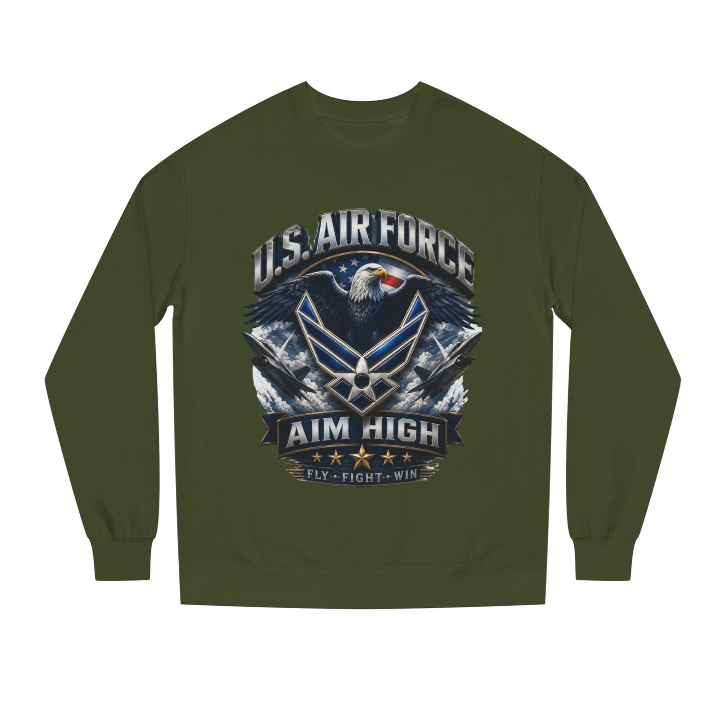 Air Force Crewneck Sweatshirt — "U.S. Air Force Aim High" Military Logo Pullover