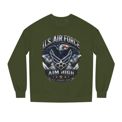 Air Force Crewneck Sweatshirt — "U.S. Air Force Aim High" Military Logo Pullover