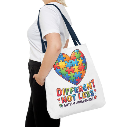 Autism Awareness Tote Bag — "Different Not Less" Puzzle Heart
