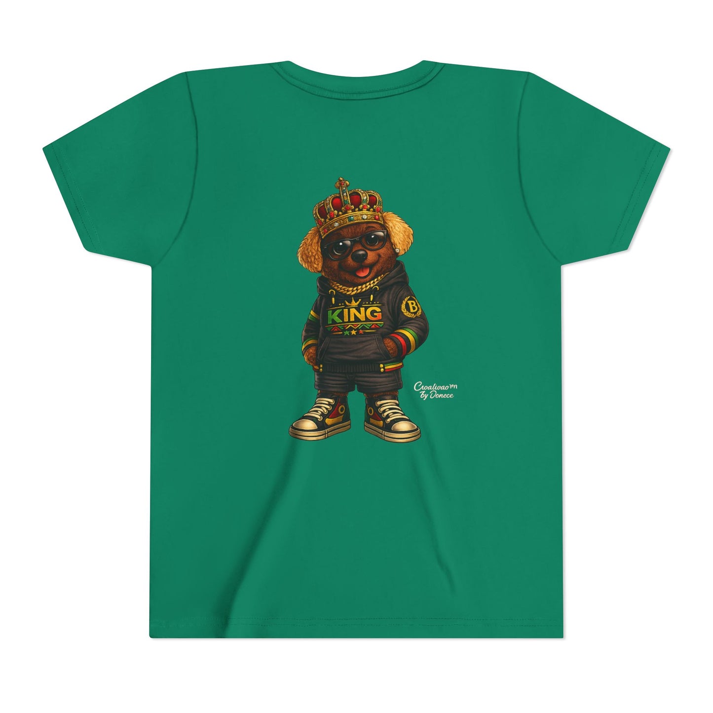 Youth Tee — 'Lil King' Crowned Bear Graphic Shirt