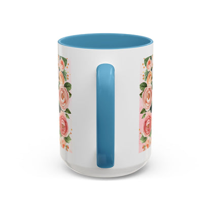 Mom Floral Accent Coffee Mug – Pink Rose Mother's Day Gift (11/15 oz)
