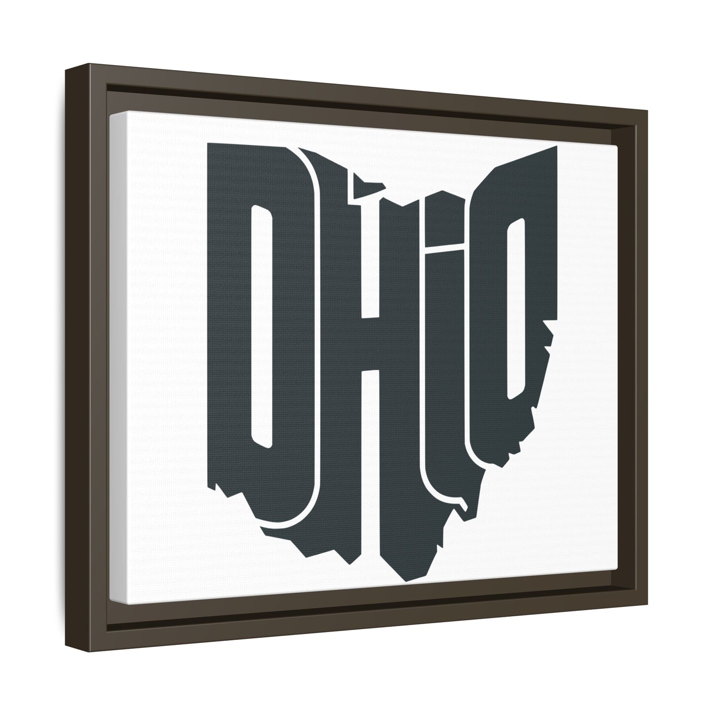 Ohio State Silhouette Matte Framed Canvas — Modern State Wall Art