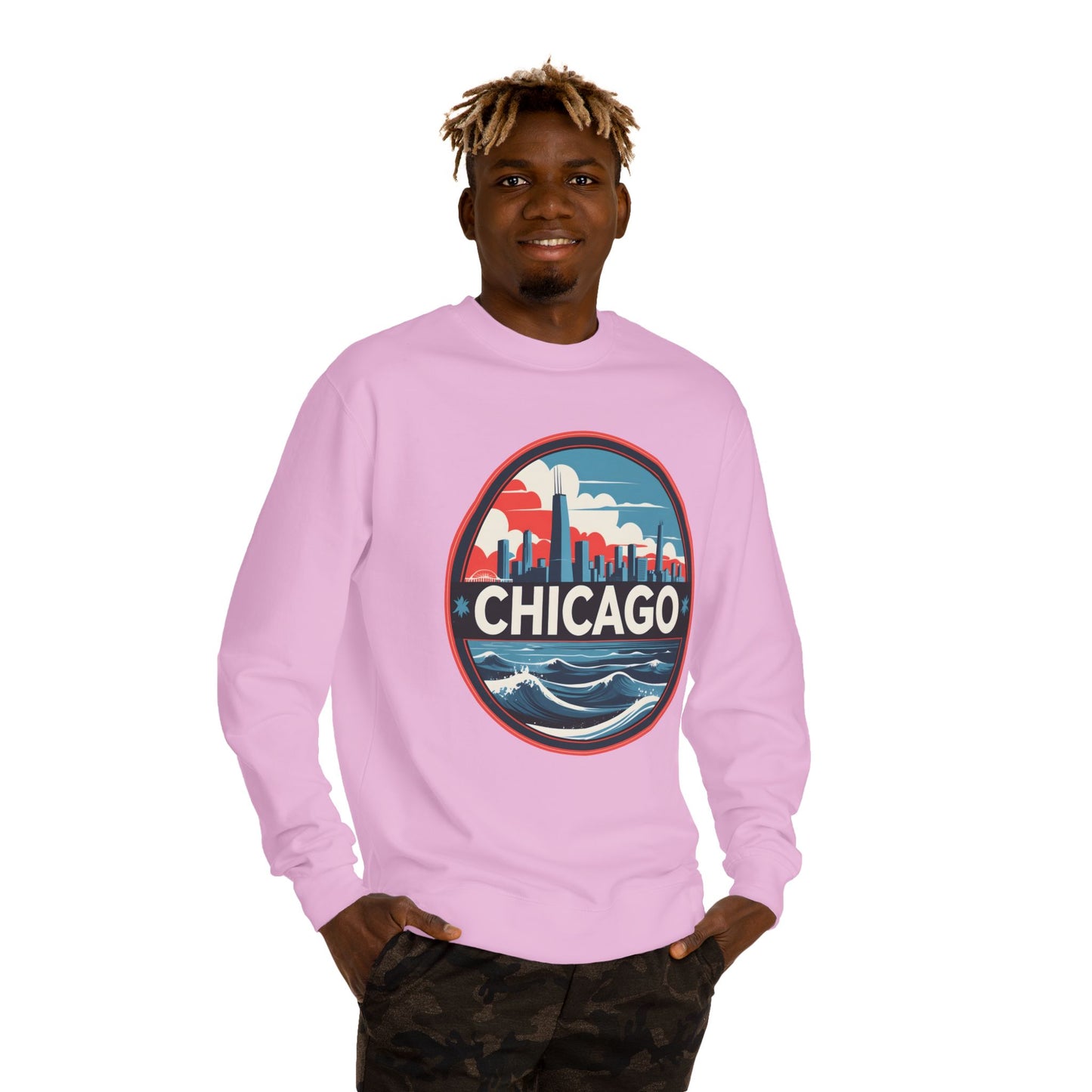 Chicago Skyline Crewneck Sweatshirt — Retro Cityscape Lakefront Design