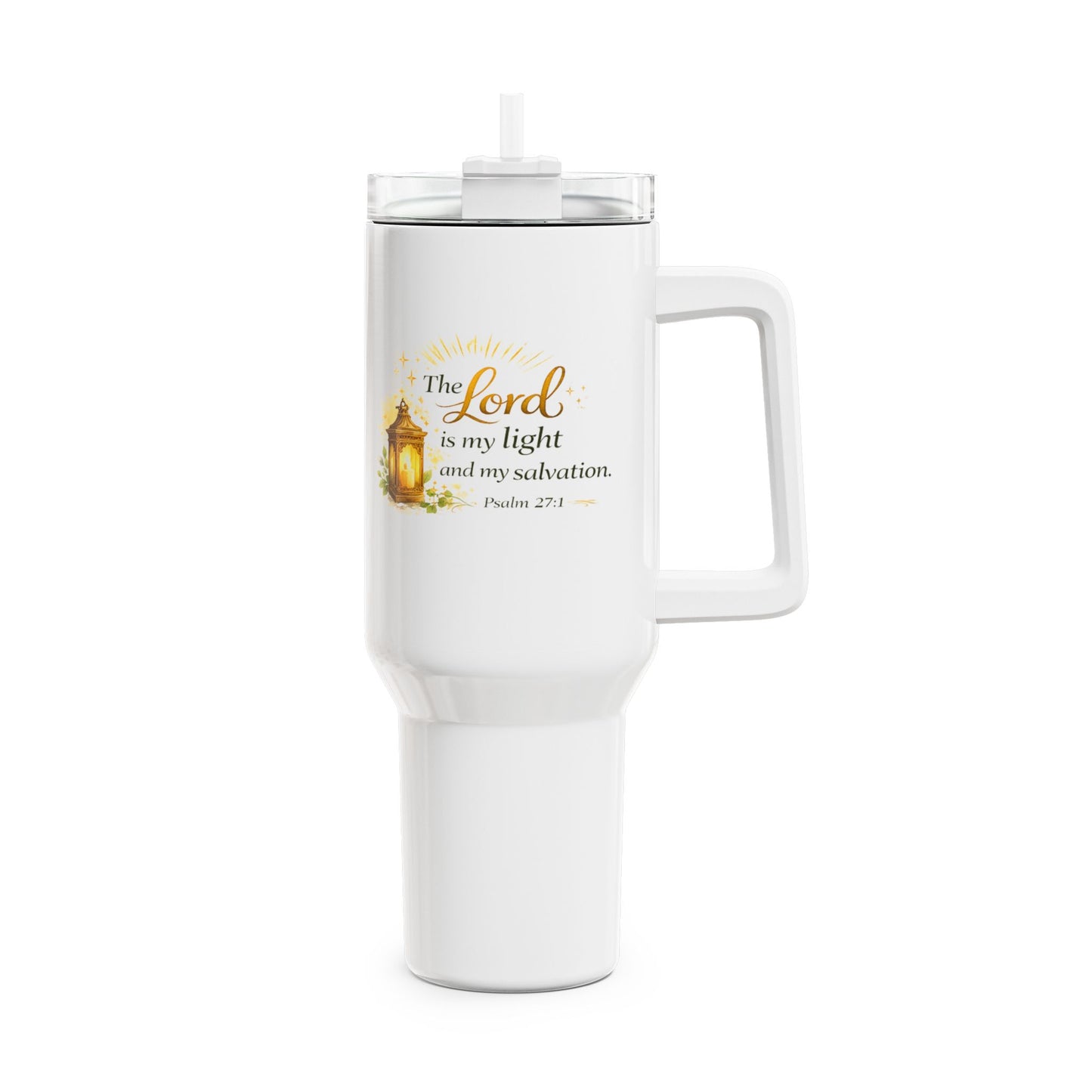40oz Faith Tumbler - "The Lord is my light" Psalm 27:1 Travel Mug