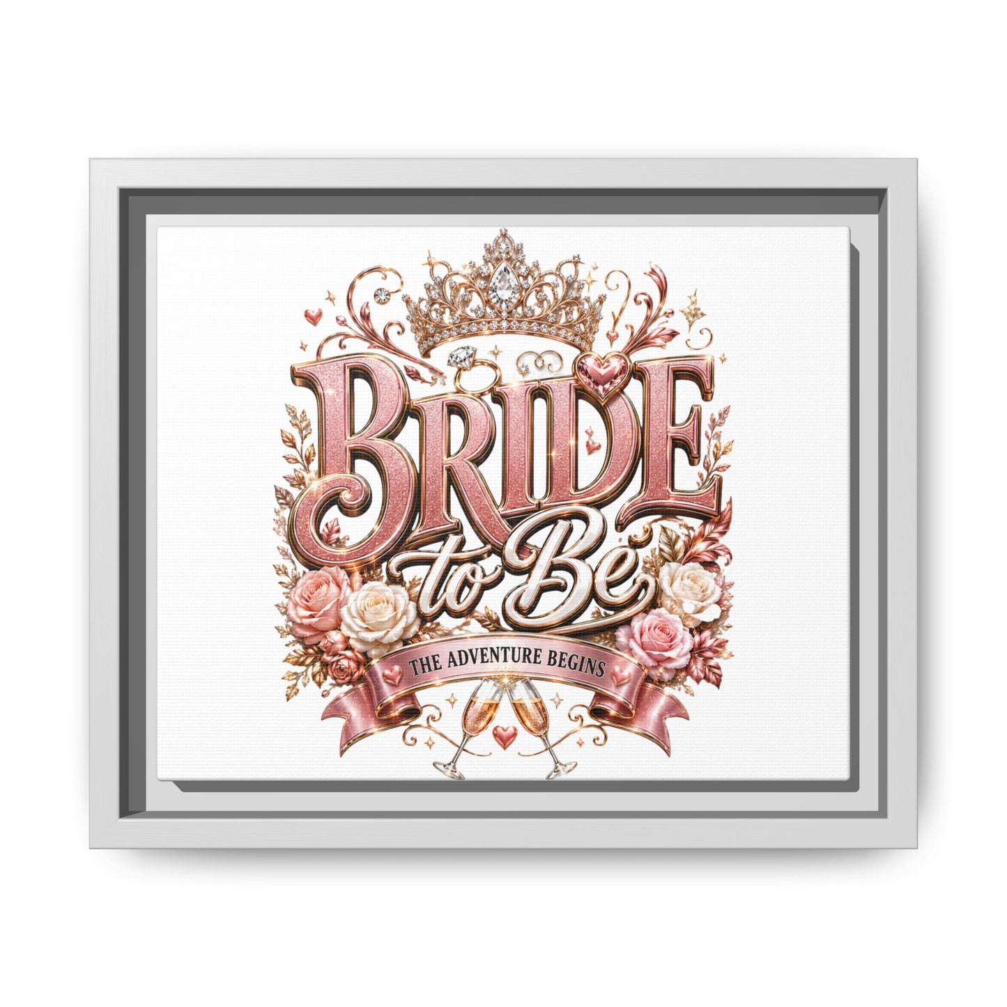 Bride to Be Framed Canvas - 'The Adventure Begins' Bridal Wall Art