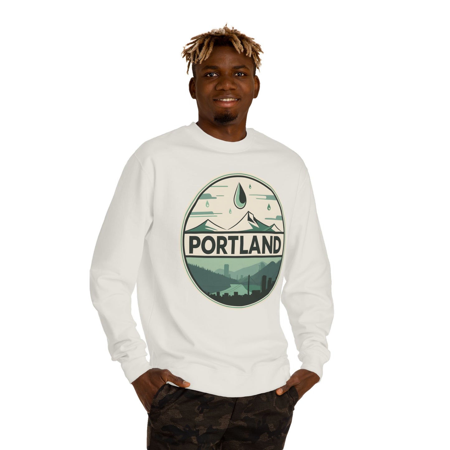 Portland Rainy Skyline Crewneck Sweatshirt