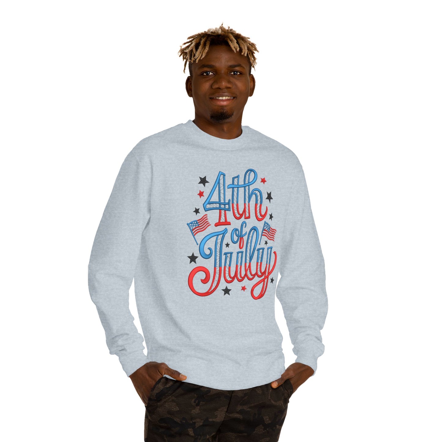 4th of July Crewneck Sweatshirt - Patriotic American Flag Graphic