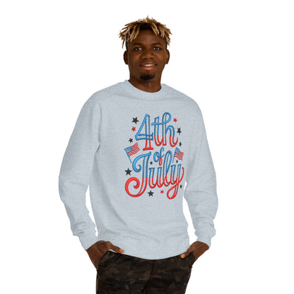 4th of July Crewneck Sweatshirt - Patriotic American Flag Graphic