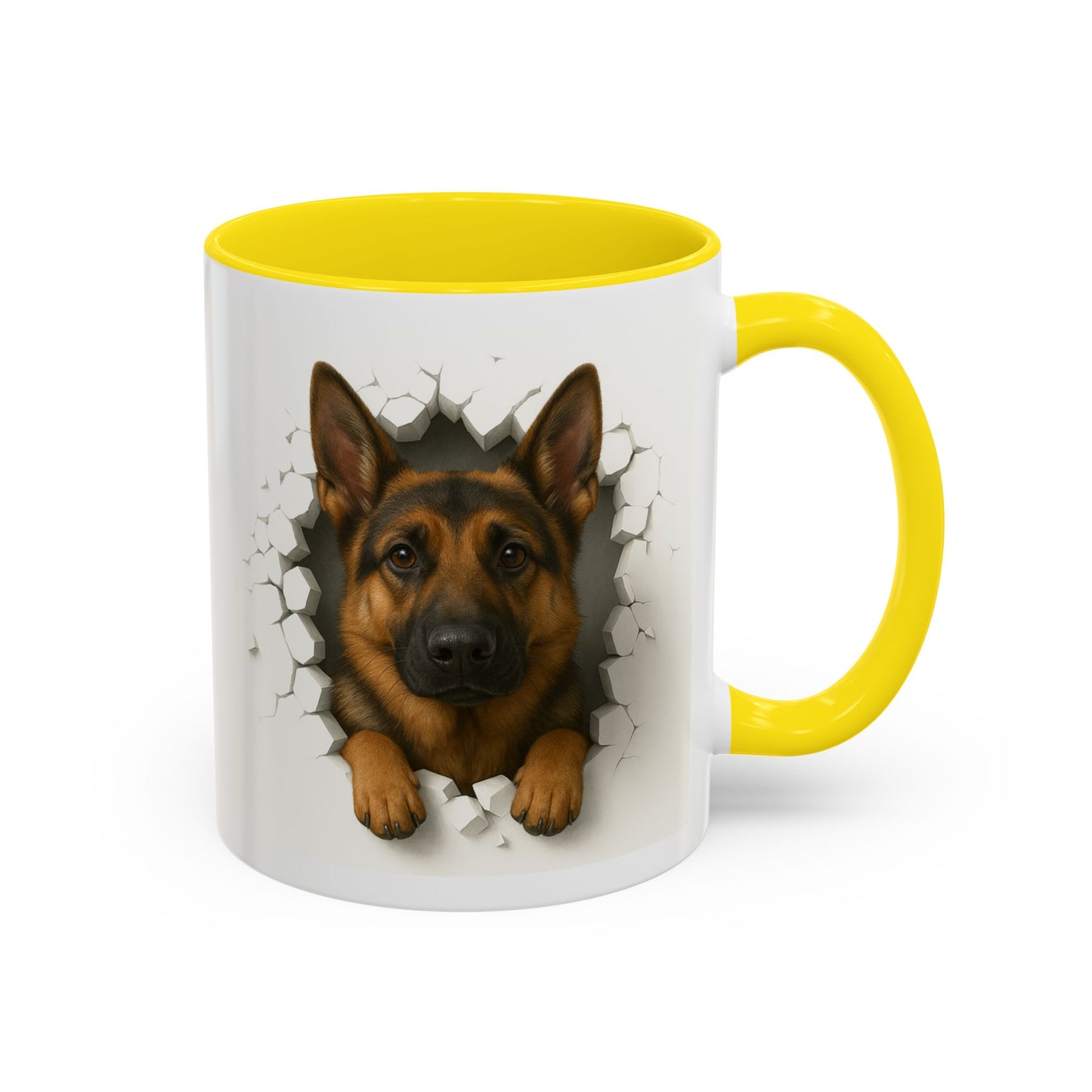 German Shepherd Coffee Mug — "Peek-a-Buddy" Accent Dog Mug (11/15oz)