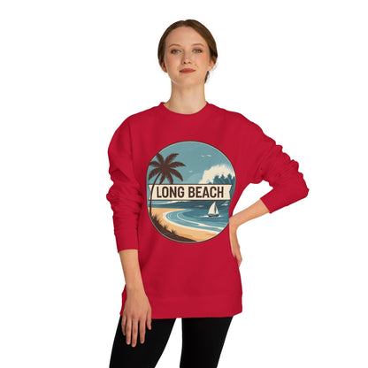Long Beach Vintage Beach Scene Sweatshirt