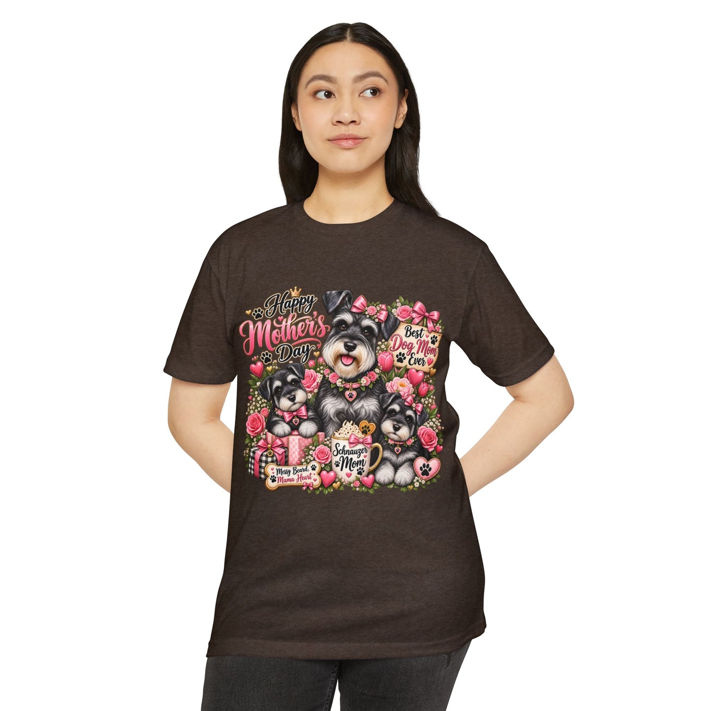 Mother's Day Schnauzer T-Shirt — "Happy Mother's Day" Dog Mom Tee