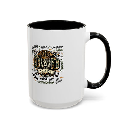 Dad King Lion Coffee Mug — 'Dad: The King' Accent 11/15oz Gift