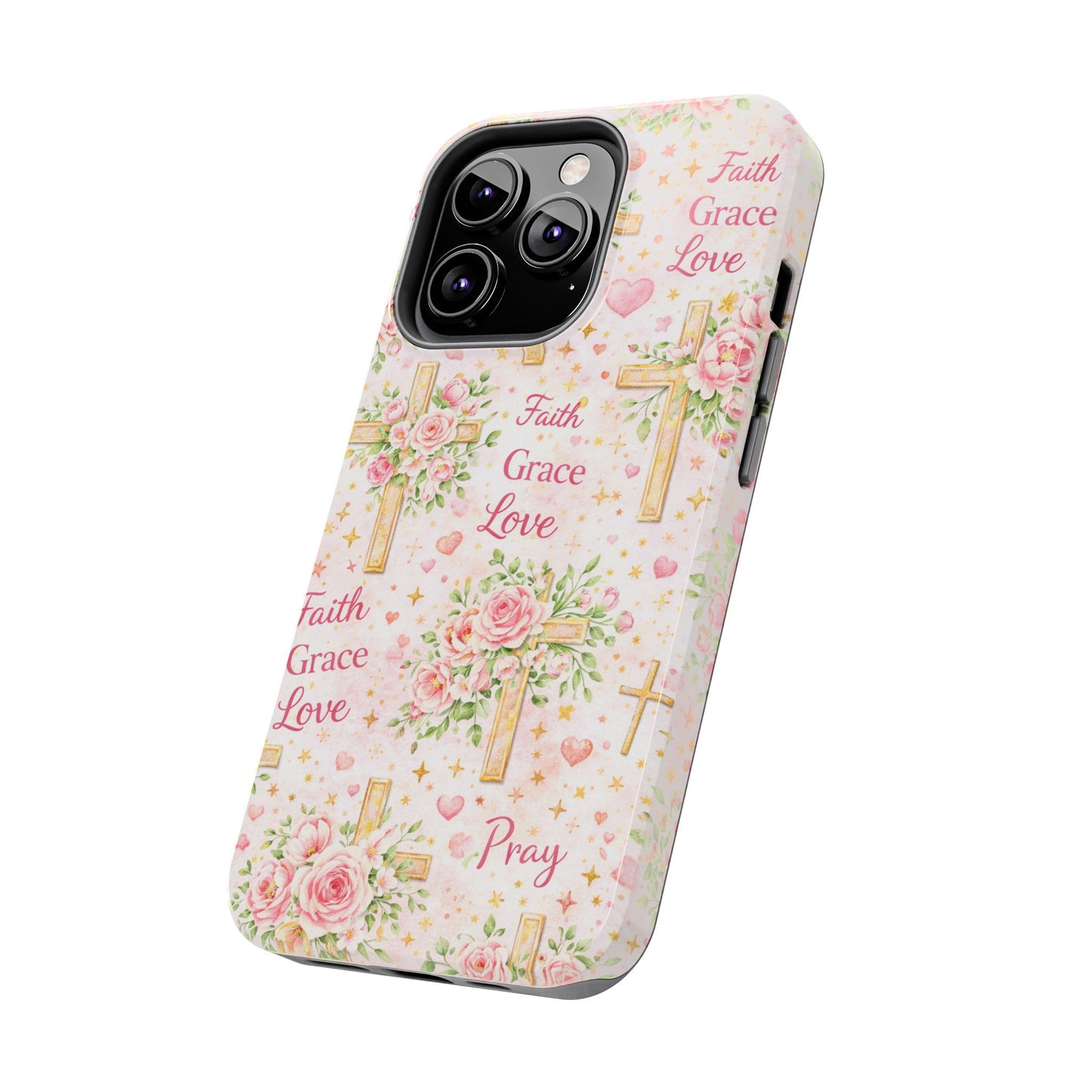 Faith Grace Love Cross Phone Case | Christian Floral iPhone Case