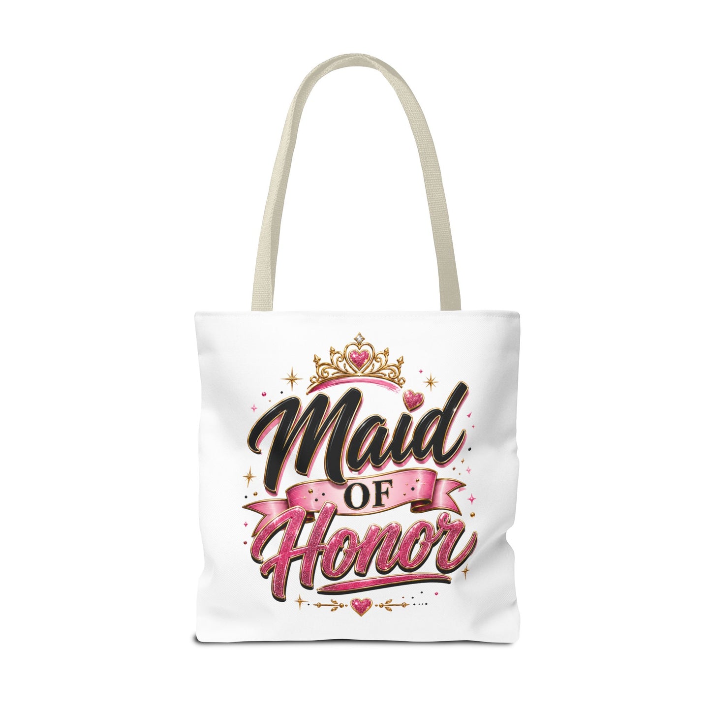 Maid of Honor Tote Bag — Pink Crown Bridal Party Tote for Weddings & Bachelorette