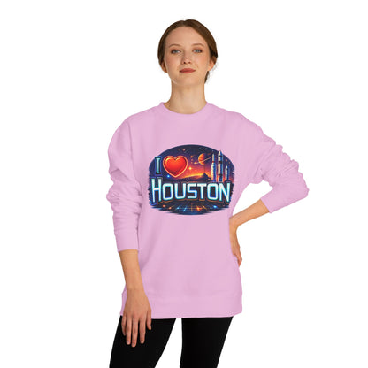 I Heart Houston Crewneck Sweatshirt — Retro Space City Graphic