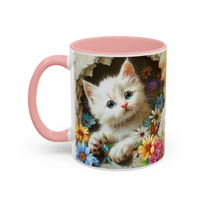 Cute Kitten Floral Accent Coffee Mug (11/15oz)