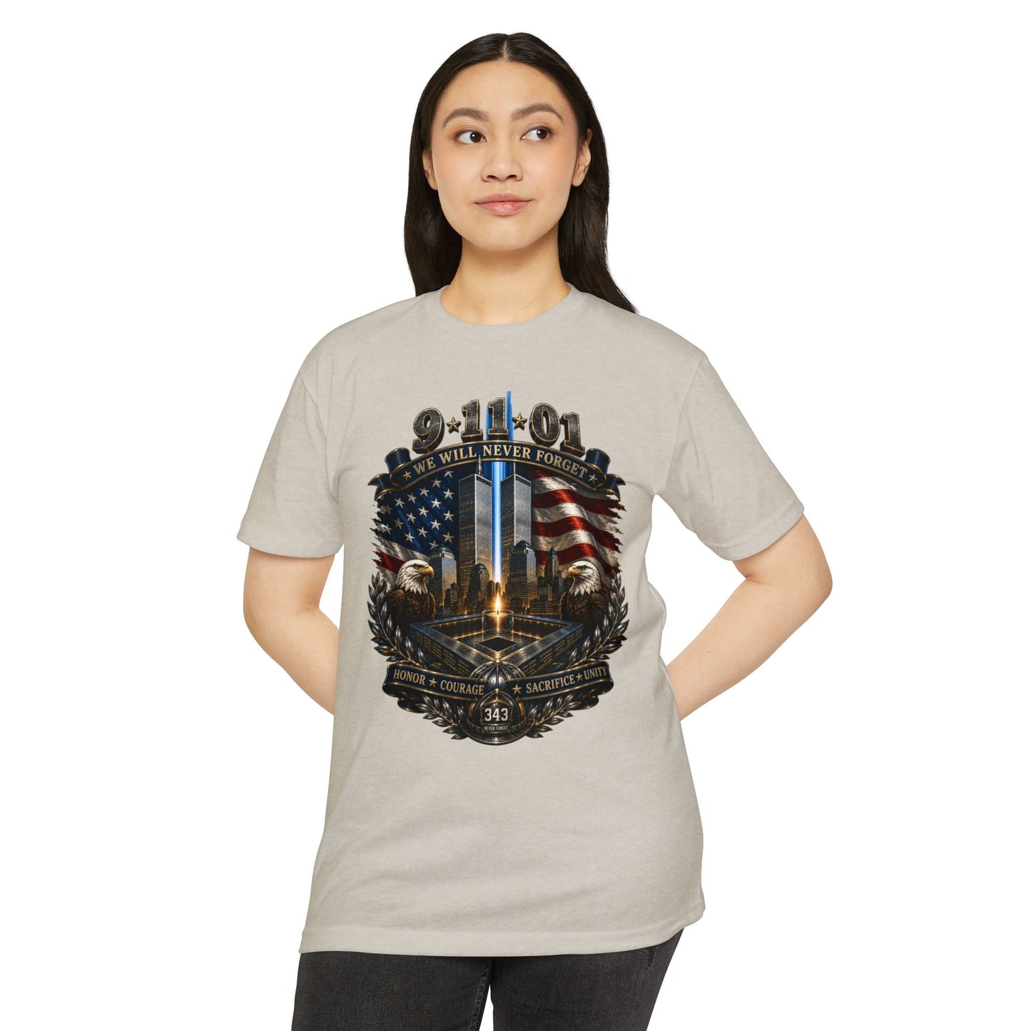 9/11 Never Forget Tribute T-Shirt — World Trade Center Memorial Tee