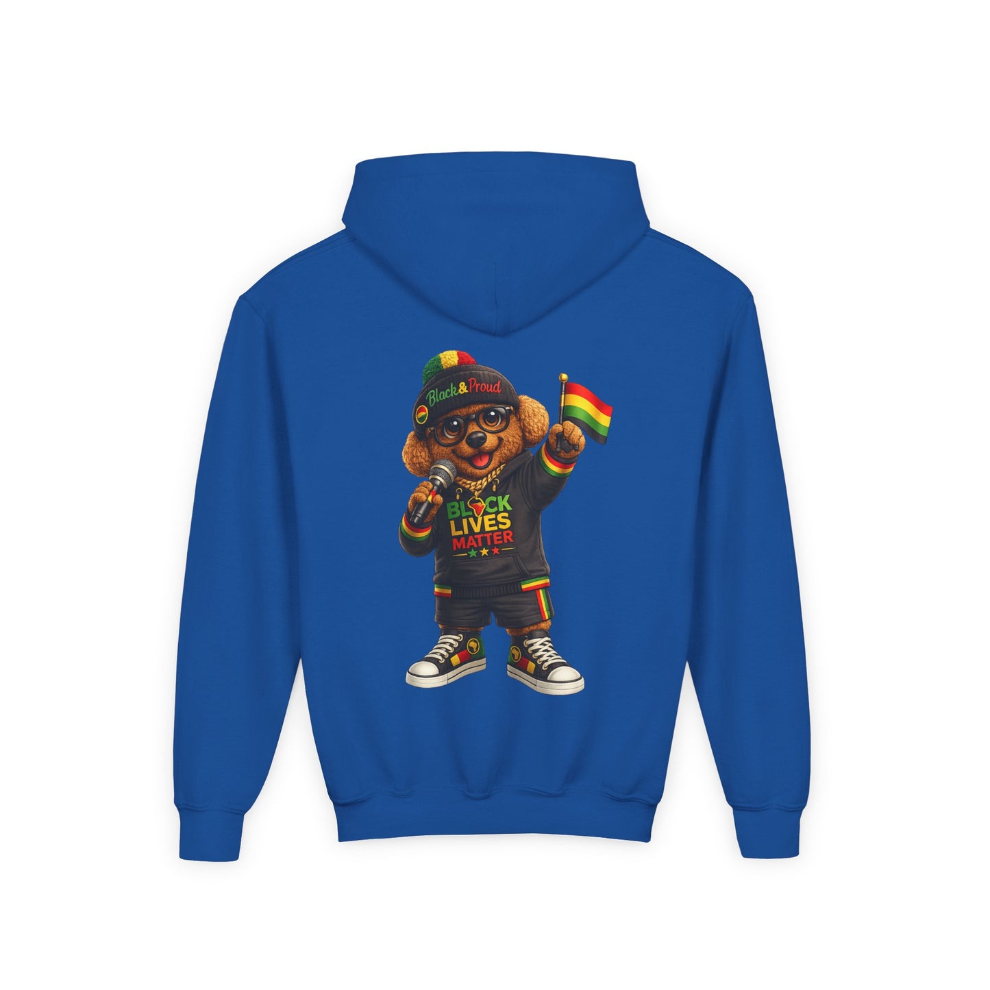 Youth Hoodie — Black Lives Matter Rasta Bear Kids Pullover