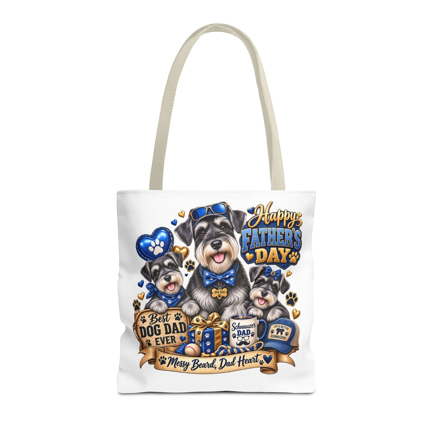 Father’s Day Dog Dad Tote Bag – “Happy Father’s Day” Schnauzer Design