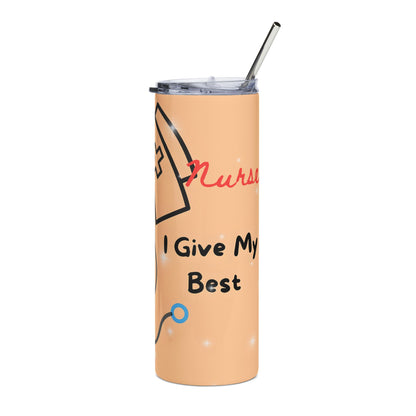 Nurse Appreciation 20oz Stainless Tumbler — Cute Nurse Graphic with Stethoscope & Mask