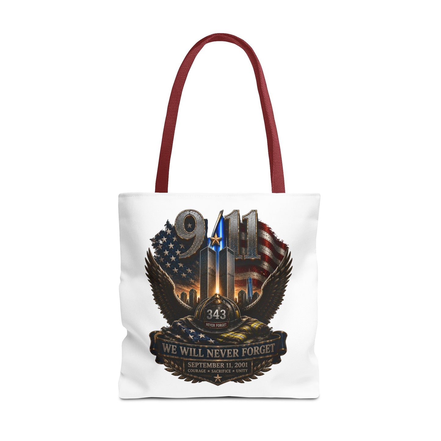 9/11 Memorial Tote Bag — "We Will Never Forget" Tribute Tote