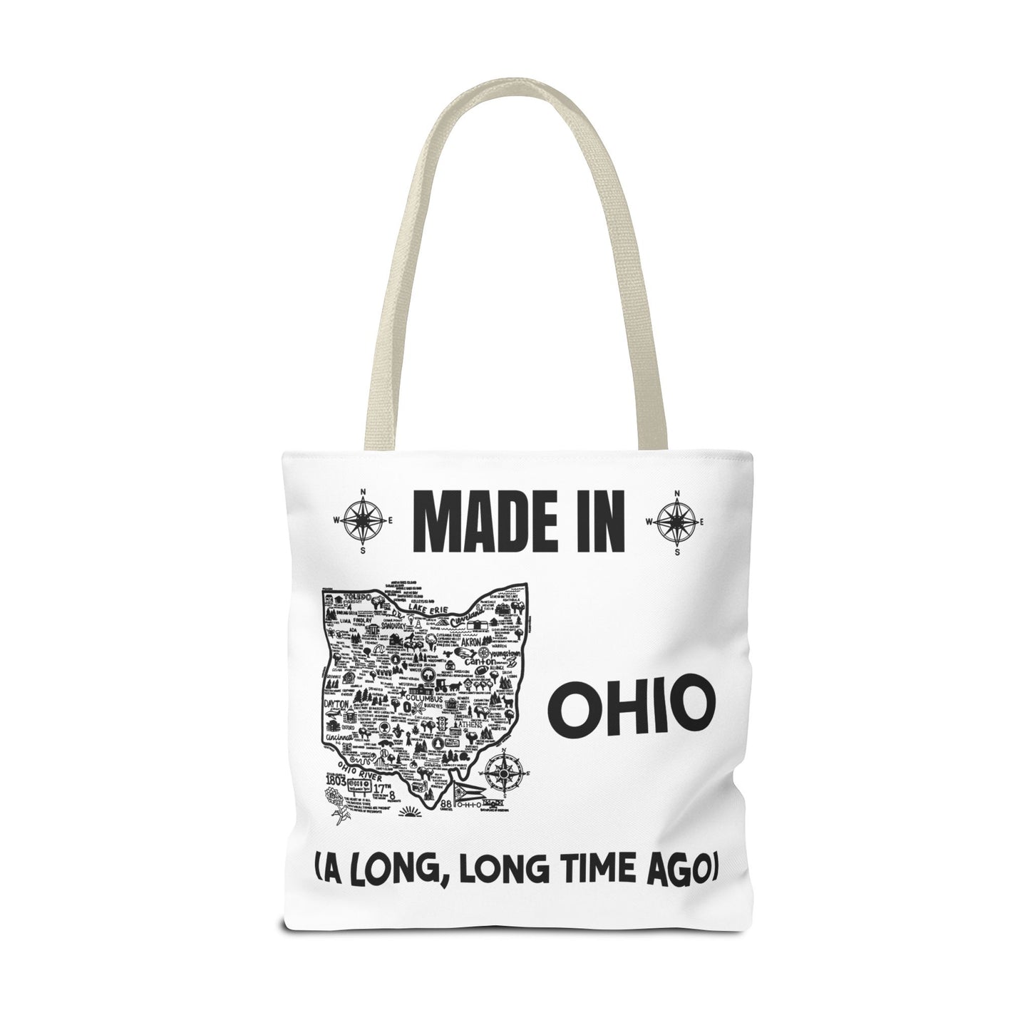 Made in Ohio Tote Bag — Vintage Map Design "A Long, Long Time Ago"