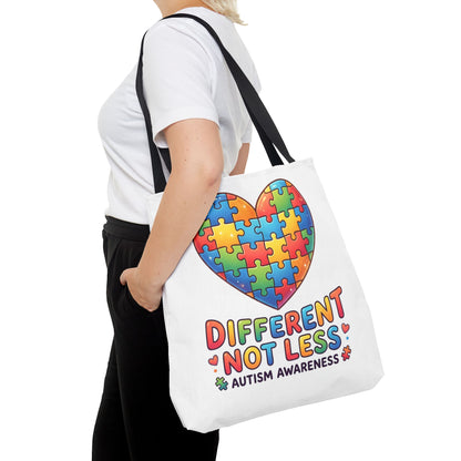 Autism Awareness Tote Bag — "Different Not Less" Puzzle Heart